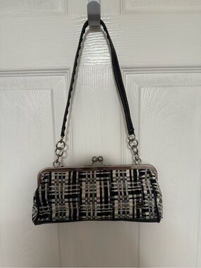The Sak Black White Plaid Bow Kisslock Purse Y2K Shoulder Bag